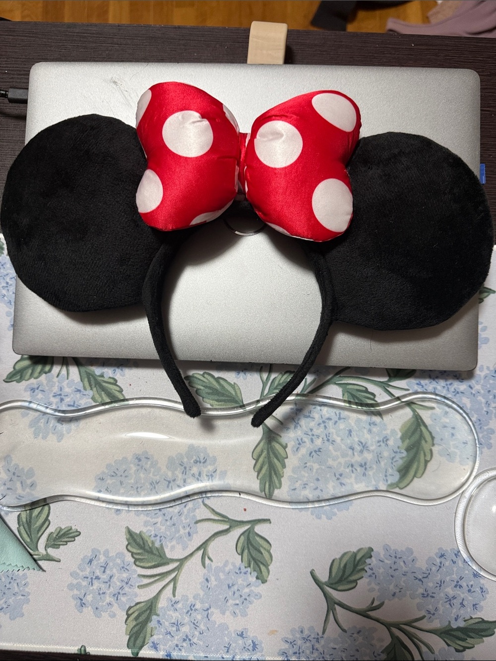 Women’s Minnie Mouse Black Ear Headband with Red Polka Dot Bow
